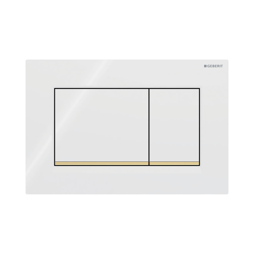 Cutout image of Geberit Sigma20 Square White / Gold Dual Flush Plate